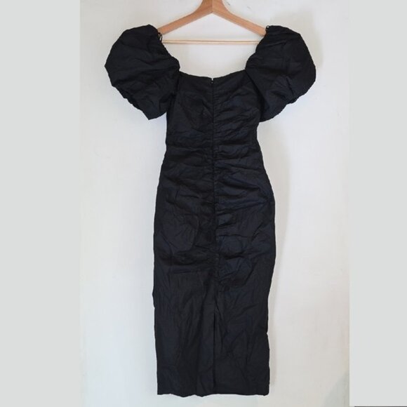 NWT RHODE BLACK TESSA RUCHED MIDI DRESS SIZE 0 - Picture 6 of 8